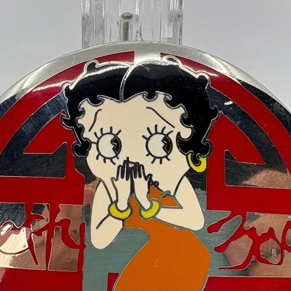 Betty Boop Belt Buckle 2010 King Features Red Silver Round Metal
